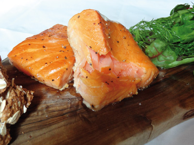 Maple-glazed hot-smoked salmon